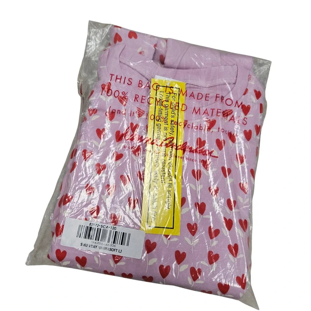 Hanna‎ Andersson Pajama Set 8 Red Heart Tencel Modal Sleepwear Hannasoft NWT